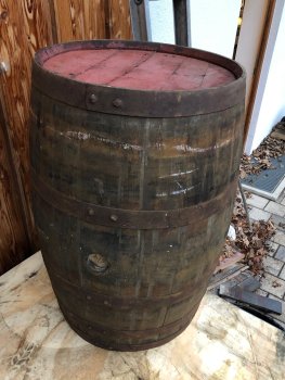 Preview: Whiskyfass als Stehtisch Eichenfass gebraucht Tischfass Holzfass rustikal Deko Fass